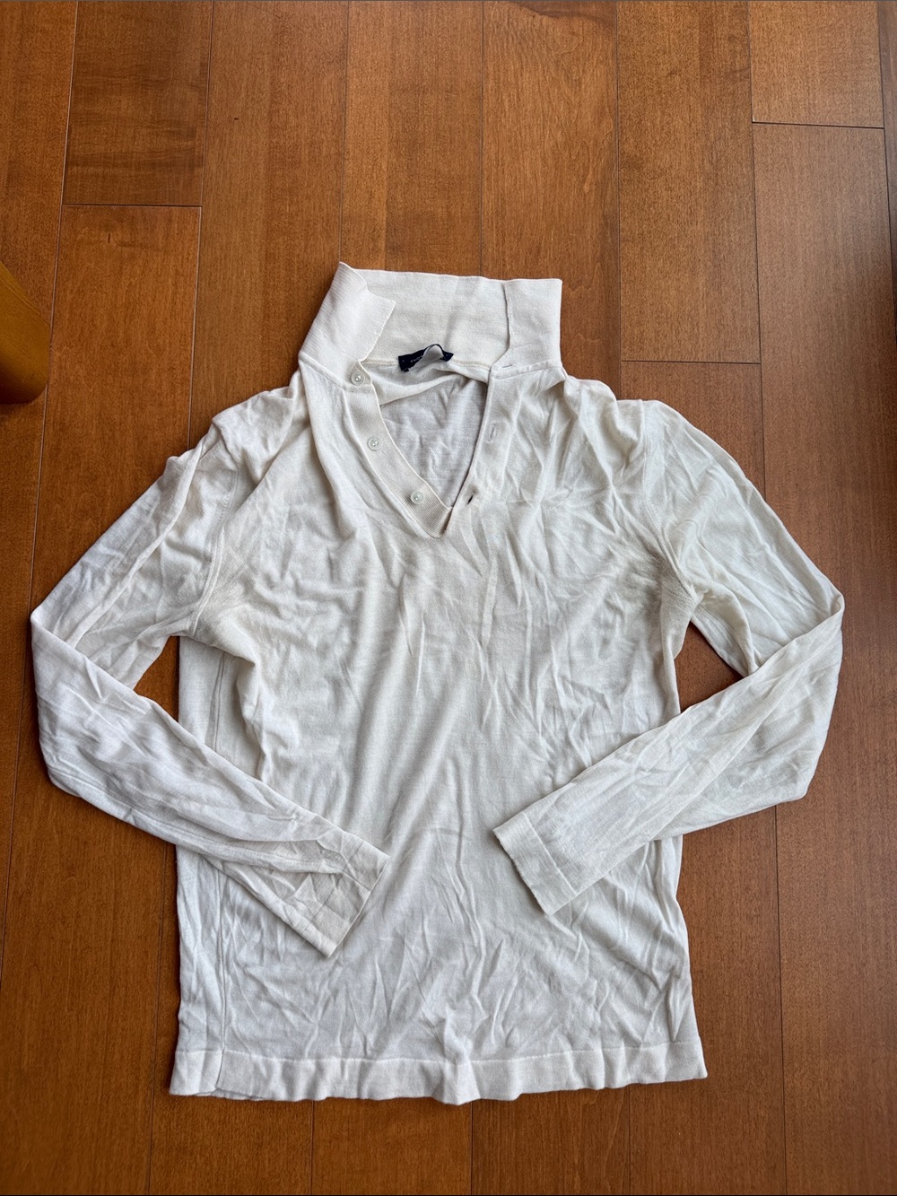 Thom Sweeney Ultrafine Merino Wool Long Sleeve Polo Shirt
